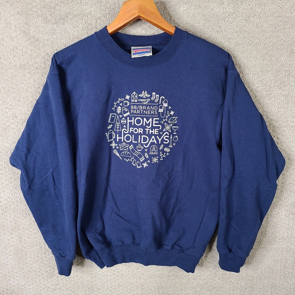Vintage‎ Hanes Sweater Womens Small Blue Christmas Holiday Pullover Crew Neck